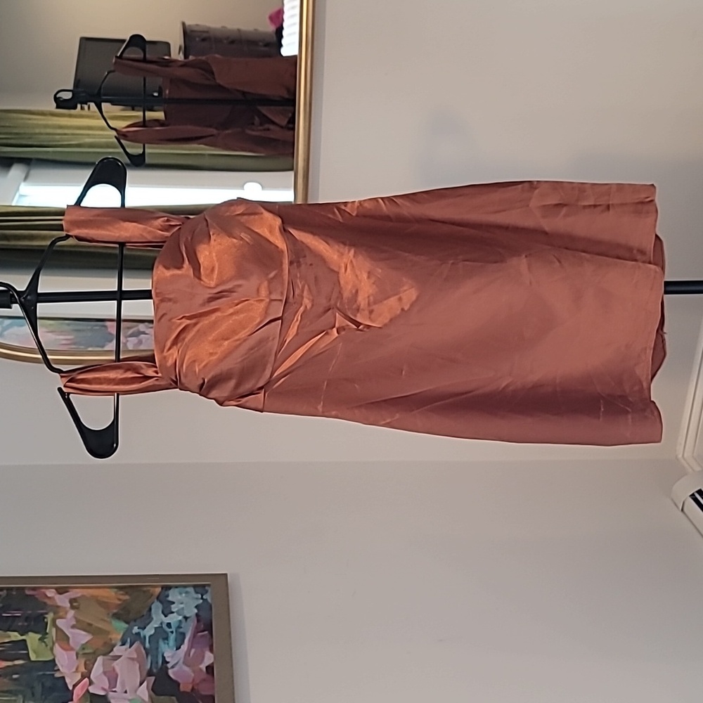 NWT Wear Your Love Satin Copper Slip Dress Corset Back Size 6